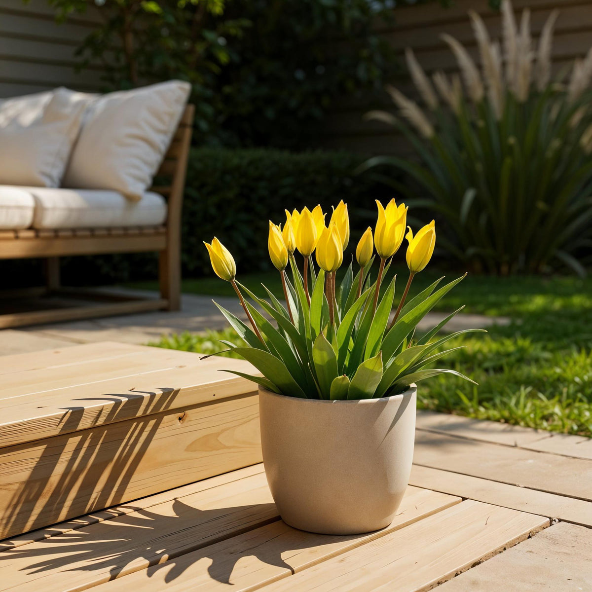 Tulp Sylvestris, plant in pot