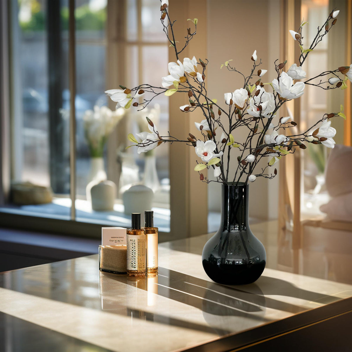 Kunstbloemen Solo - Crème - Magnolia Branches - x 4, detail van het blad