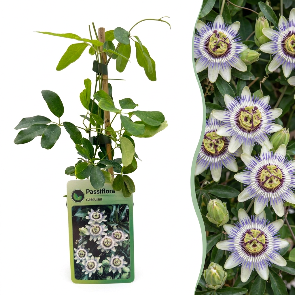 Passiflora caerulea - blauwe passiebloem, plant in pot