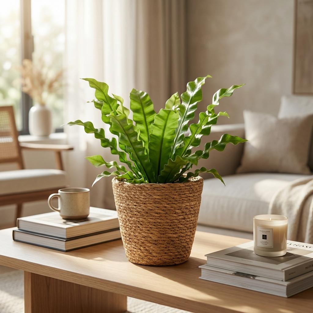 Asplenium Crispy Wave - met Mand, kenmerkend blad