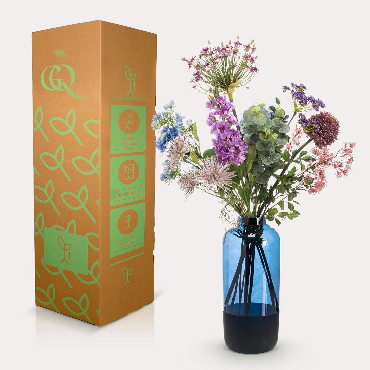 Kunstbloemen - Boeket XL -  Power of Pastels, groene bladeren