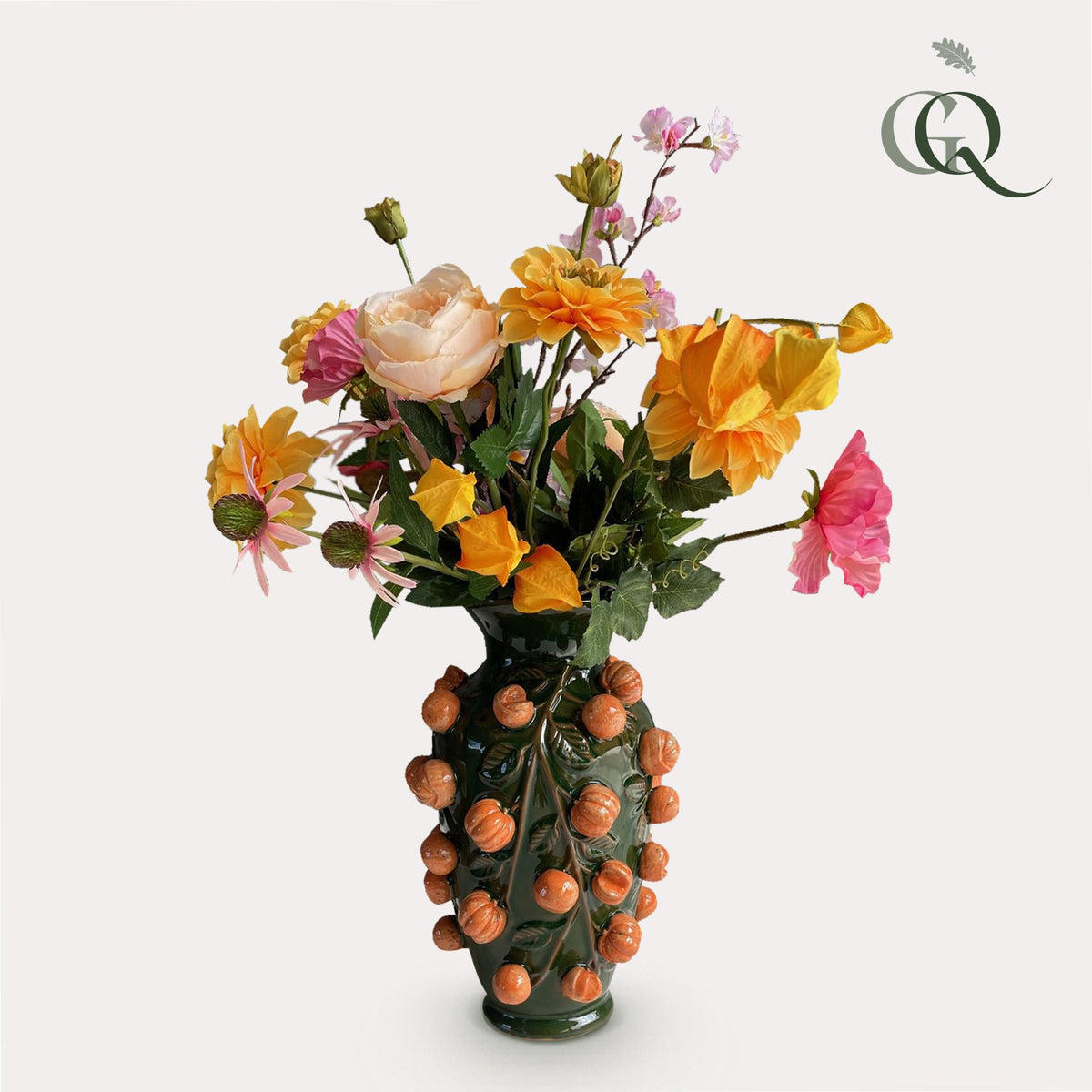 Kunstbloemen - Boeket L - Orange Summer, plant in pot