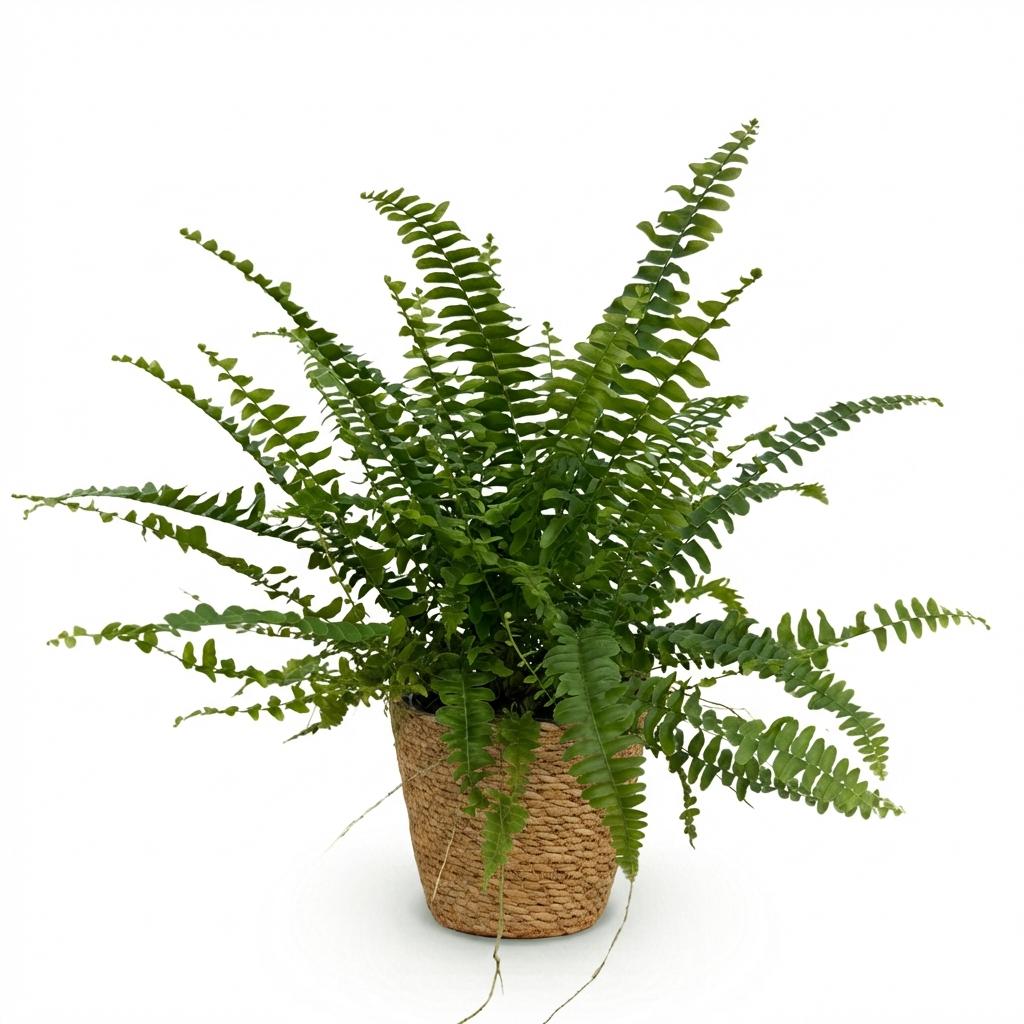 Nephrolepsis exaltata Green Lady met mand, groene bladeren