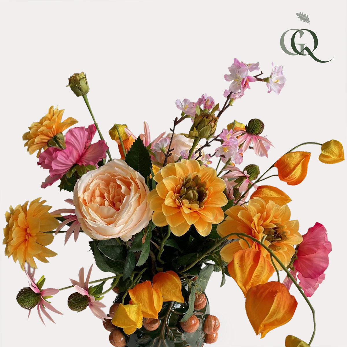 Kunstbloemen - Boeket L - Orange Summer, detail van het blad