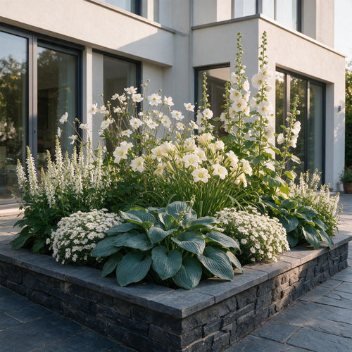 Borderpakket vaste planten, wit, plant in pot