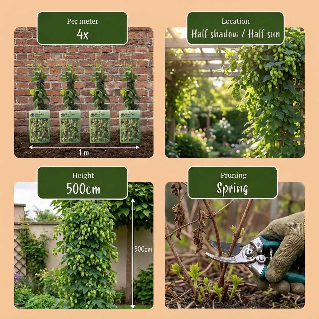 Humulus lupulus 'Nordbrau' - hop, groeiwijze van de plant