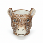 Planter Giraf D11/14x11cm - Bruin - D11/14x11cm, groene bladeren
