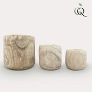 Pia pot van lichtbruin hout, set van 3