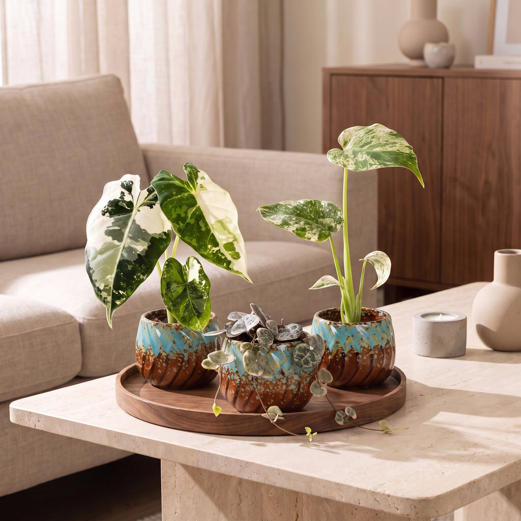 3x Baby Variegata Mix - Diversen - Tropisch - incl. Copper Reef - Ø6cm - ↕10-15cm, kenmerkend blad