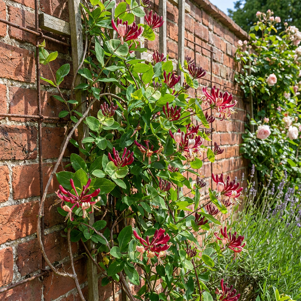 Late kamperfoelie Lonicera 'Serotina', groene bladeren