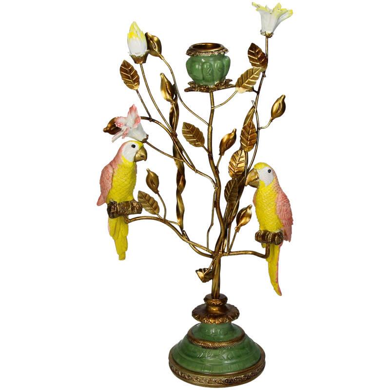 Kandelaar - Bladeren met vogels, plant in pot