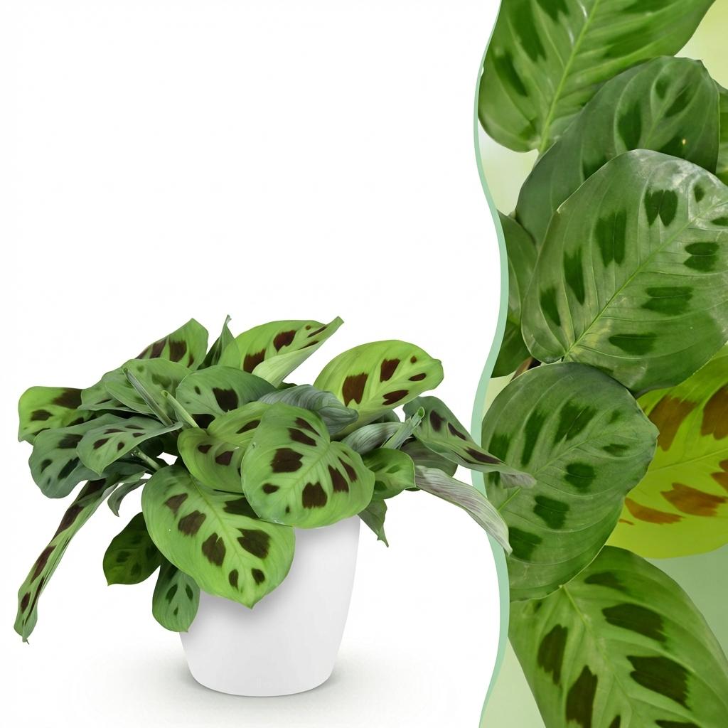 Maranta Fascinator Kerchoveana met witte pot, kenmerkend blad