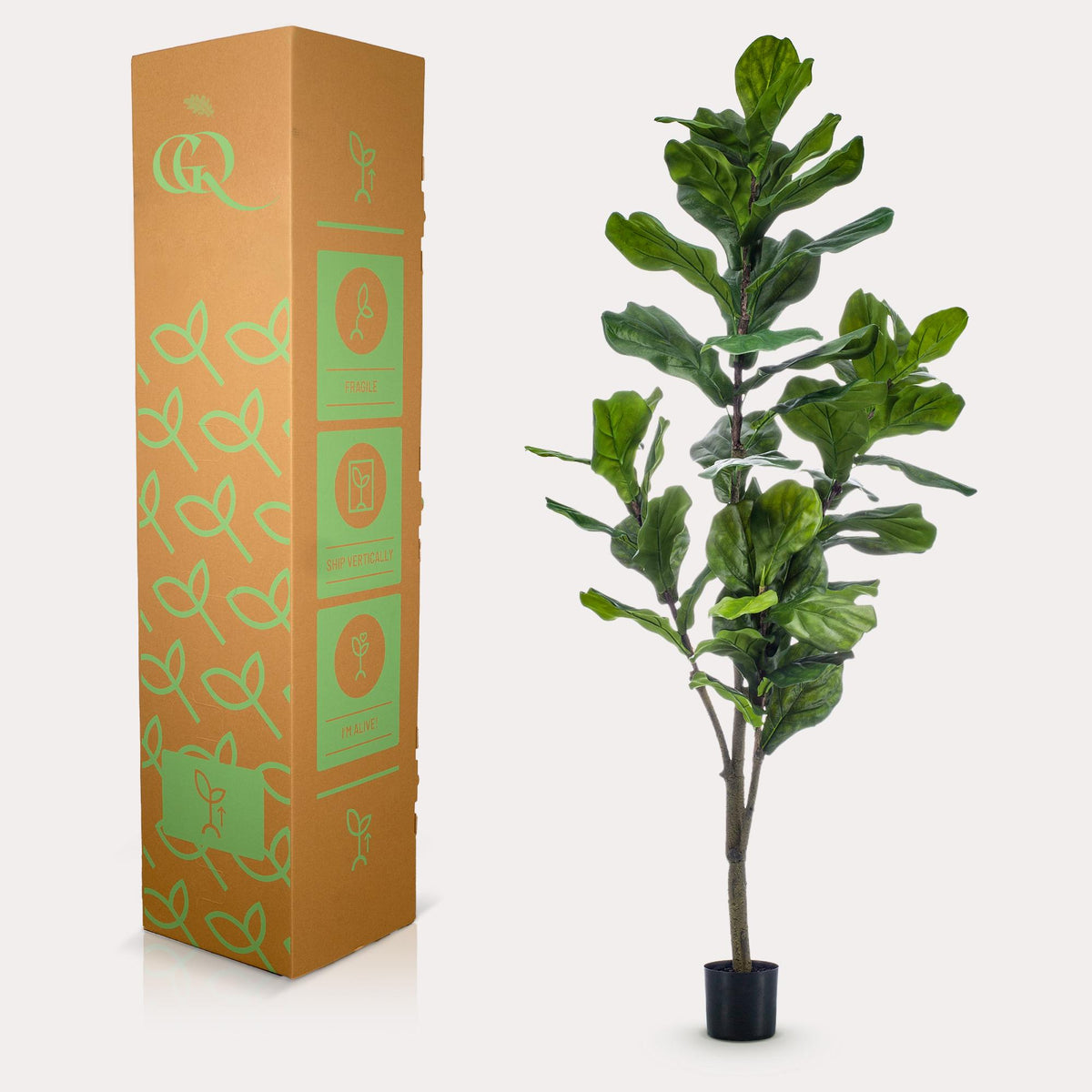 kunstplant - Ficus Lyrata  - Tabaksplant, groene bladeren