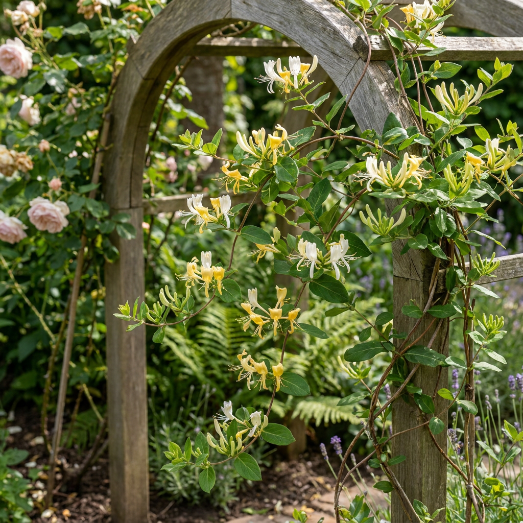 Japanse kamperfoelie Lonicera 'Halliana', groene bladeren