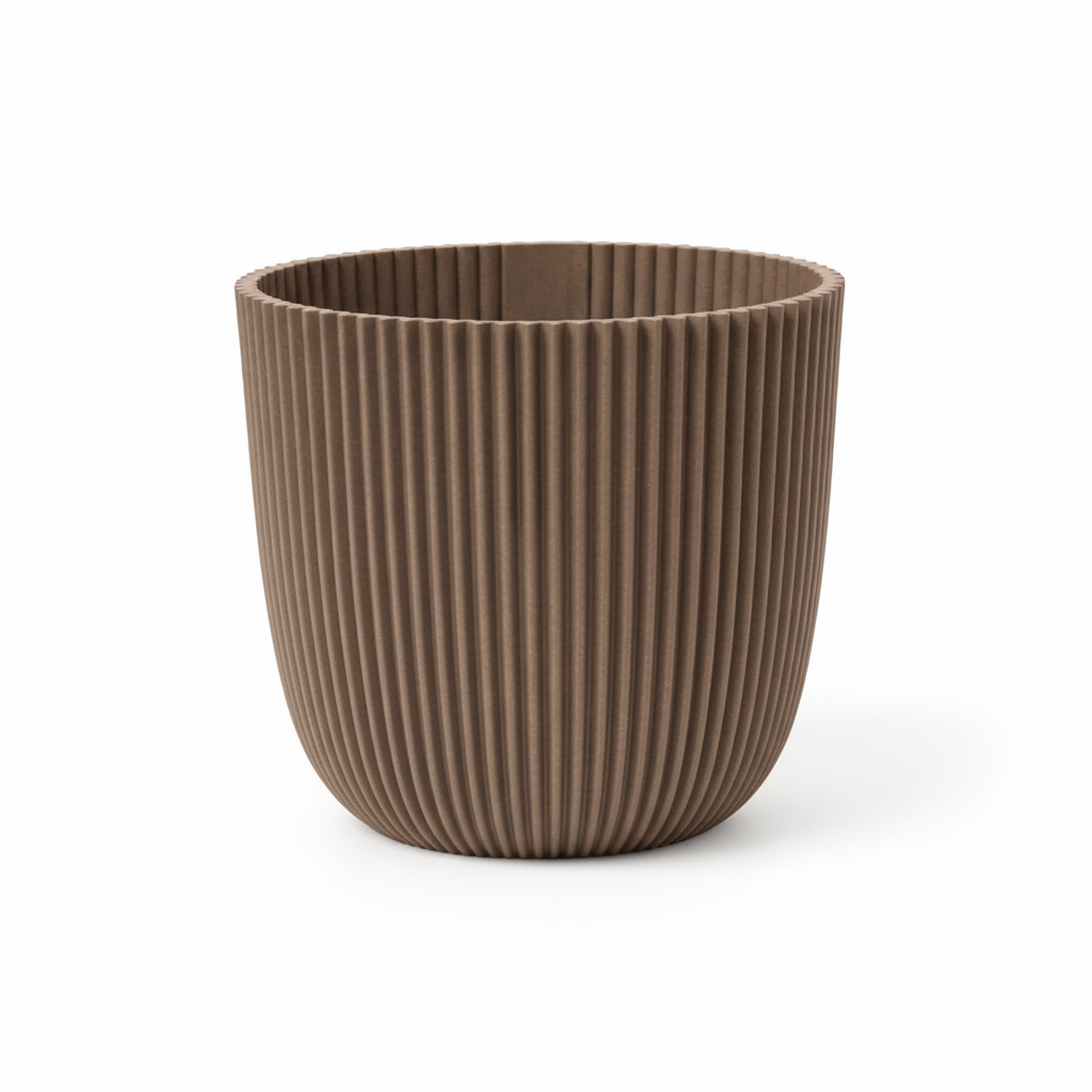 Detailfoto van Capi Nature Groove pot, groefstructuur, warm taupe, Ø17 cm