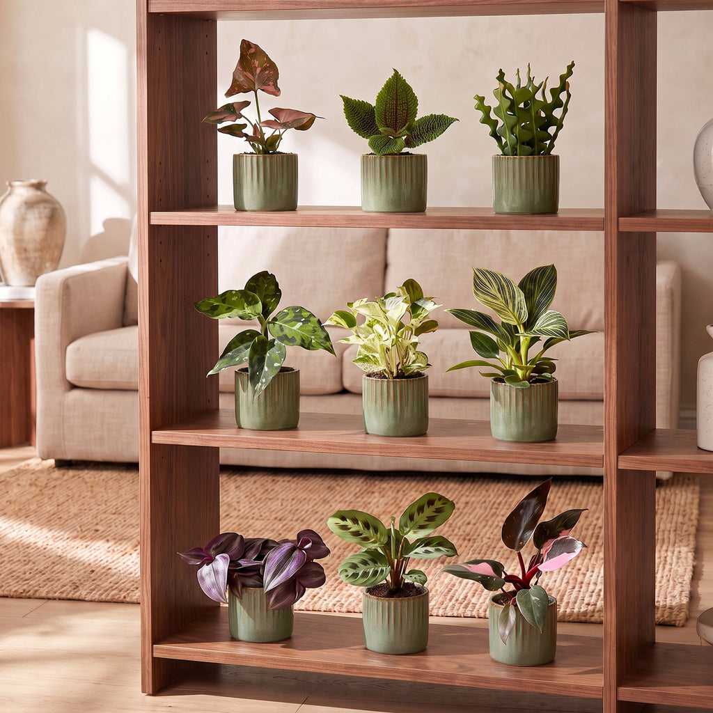 9x Baby Plants Surprise Box - Verrassingsbox kleine planten - Diversen - Tropisch - incl. Linnea Olive - Ø6cm - ↕5-15cm, groene bladeren