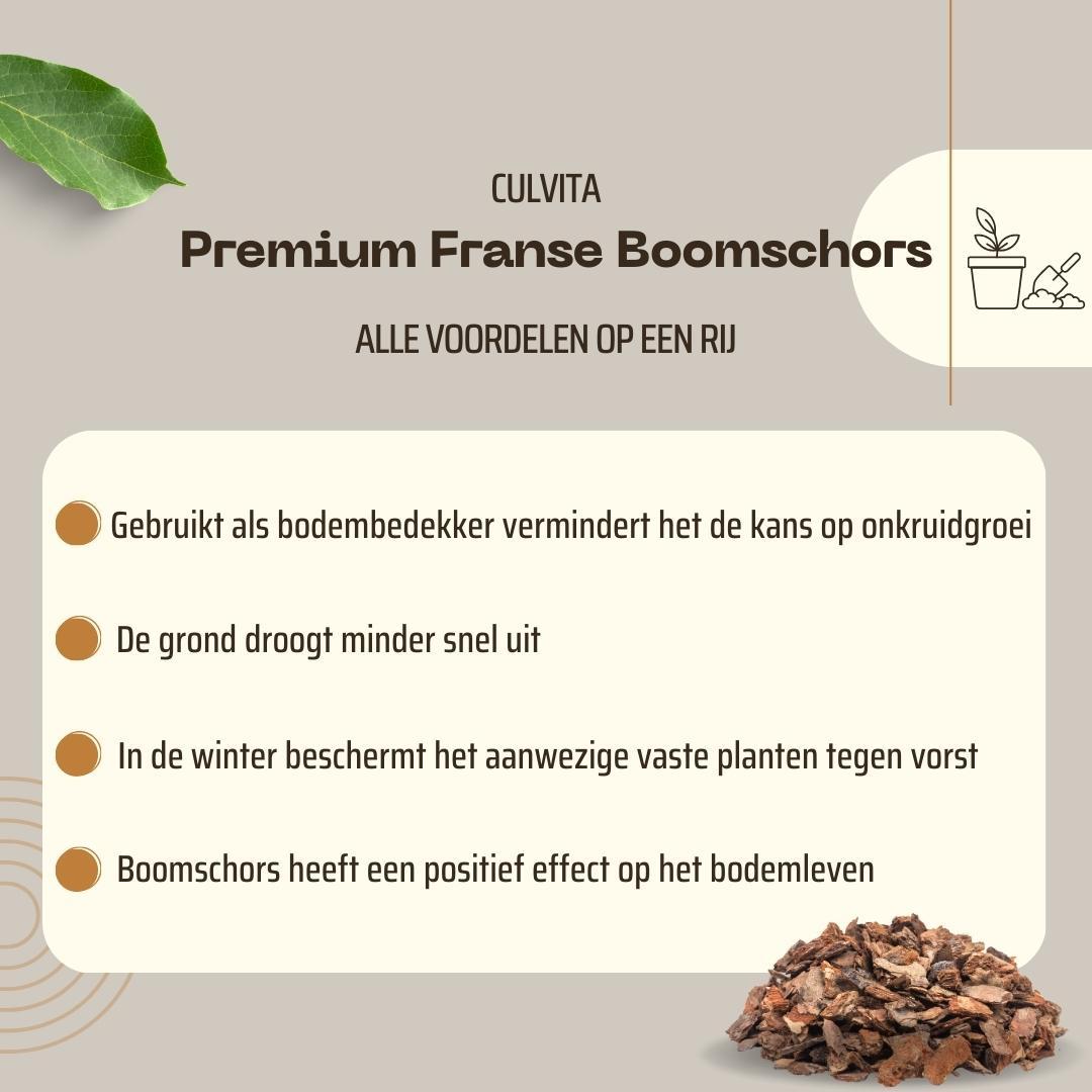 Culvita Franse boomschors 30-40 mm, pallet 1560 liter, groene bladeren
