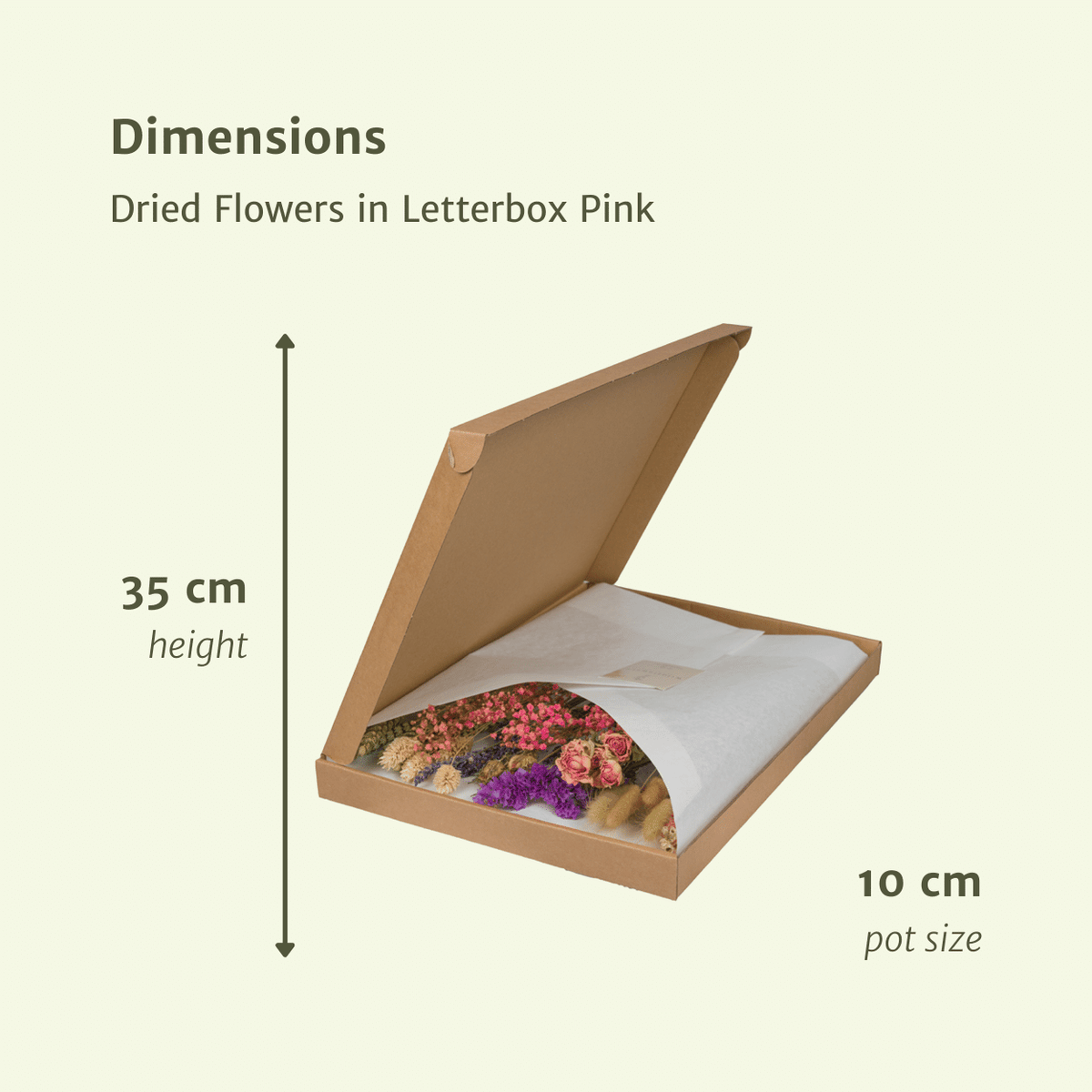 Detailfoto van Droogbloemen in Letterbox - Pink
