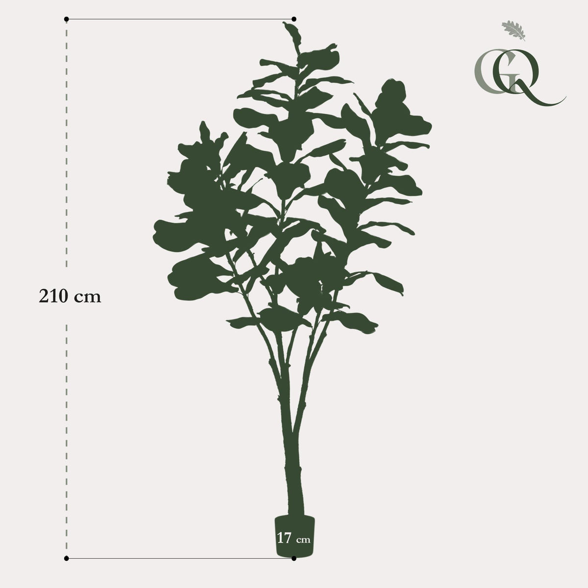 Kunstplant - Ficus Lyrata - Tabaksplant, kenmerkend blad