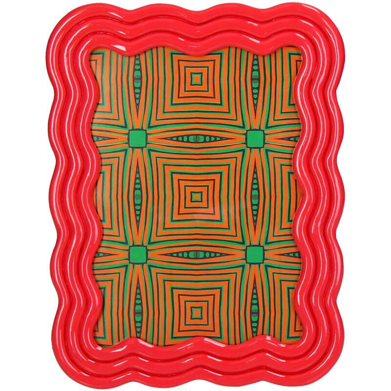 Fotolijst met gebogen ontwerp, polyresin, roze, groene bladeren