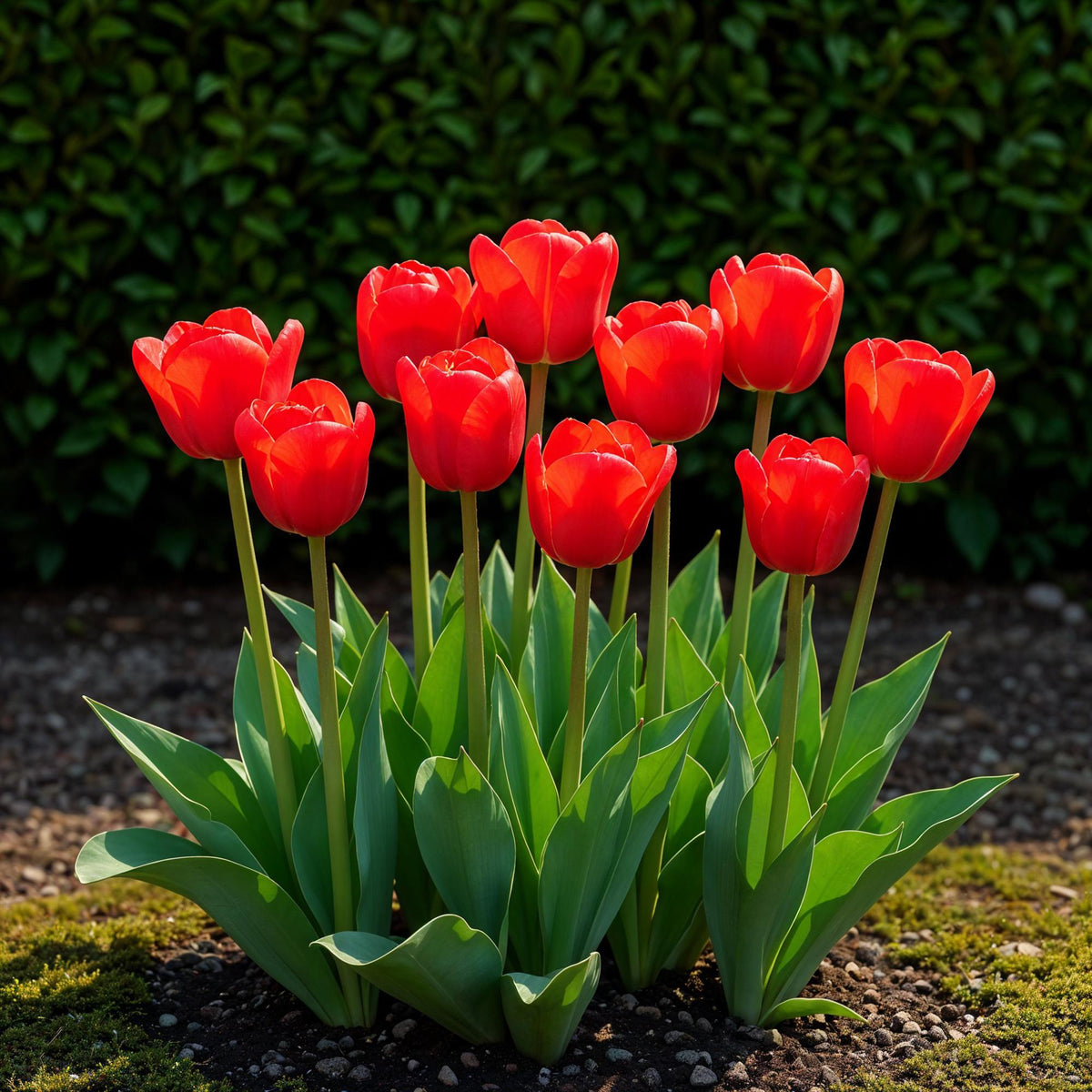 Tulp Triumph Red, kenmerkend blad