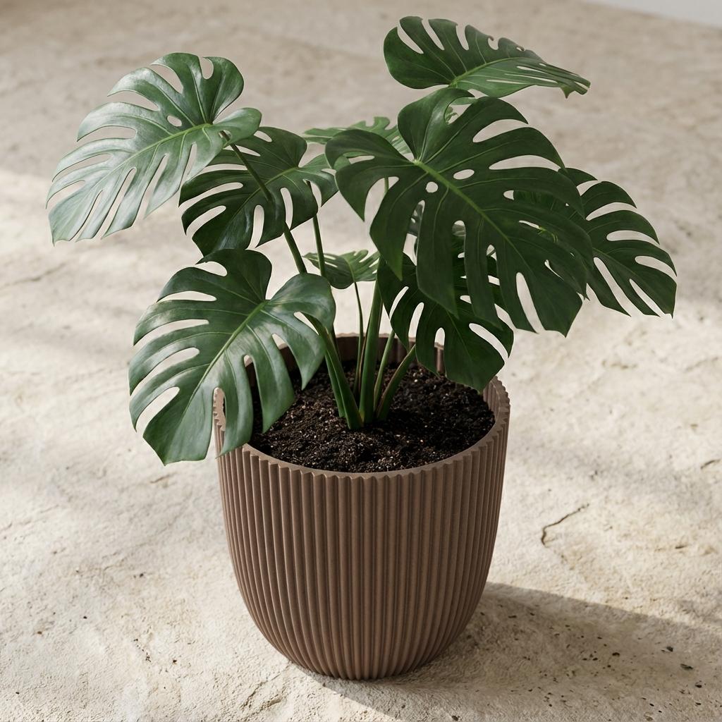 Detailfoto van Capi Nature Groove pot, groefstructuur, warm taupe, Ø17 cm