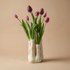 Tulip Touch kunsttulpen, 7 stelen met meertuitenvaas, detail van het blad