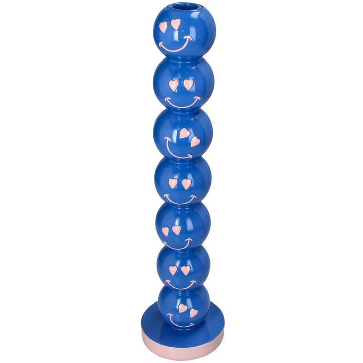 Kaarsenhouder Smiley met blauwe ballen, 9x9x36 cm
