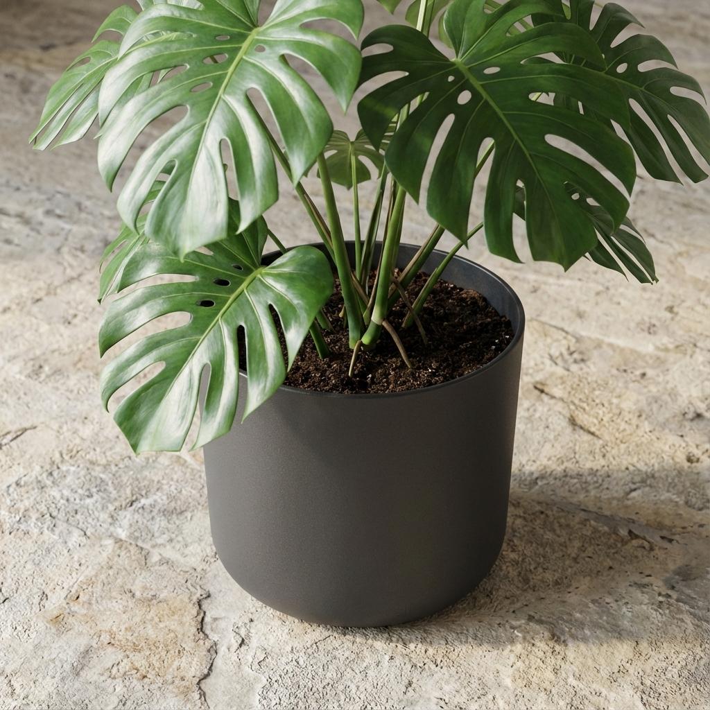 Elho b.for soft bloempot, antraciet, mat fluweelzacht, 25 cm, detail van het blad