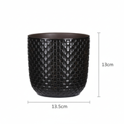 Plantenpot met reliëf, keramiek in matzwart, Ø13,5 cm