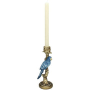 Kandelaar vogel blauw, compact decoratiestuk van 26 cm