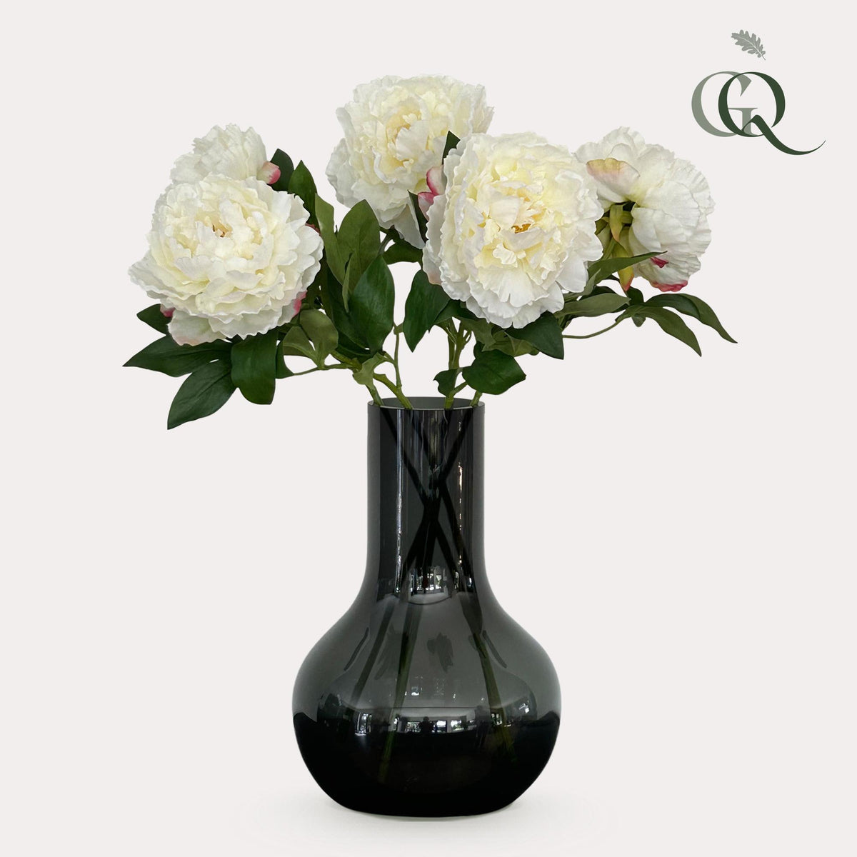 Kunstbloemen Solo - Crème - Peonies - x 5, detail van het blad