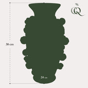 Aardewerk vaas groen met mandarijntjes, maat M, H38 x B24 cm