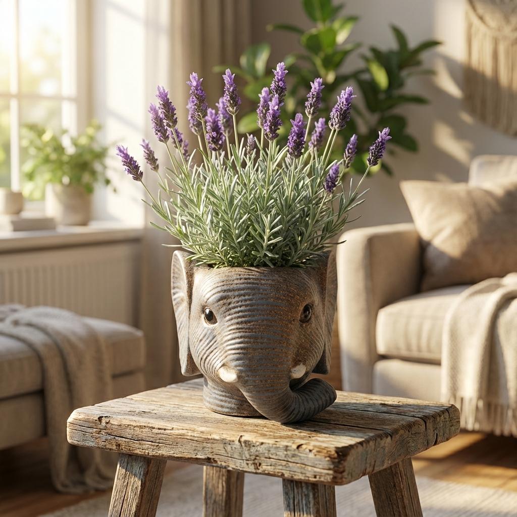 Planter Olifant D11/12x10cm - Grijs - D11/12x10cm, kenmerkend blad