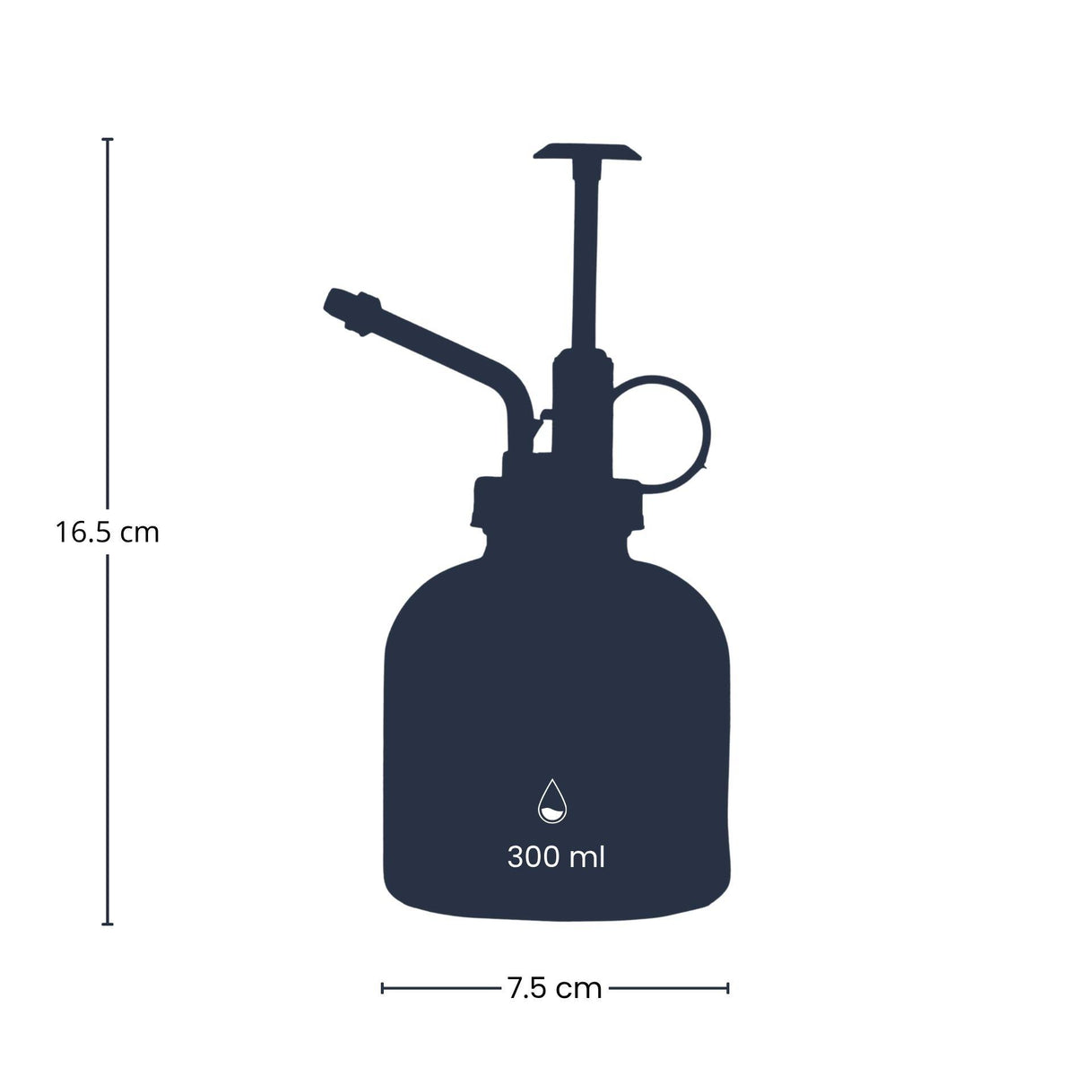 Detailfoto van Plantenspuit van helder glas met zwarte pomp, 300 ml