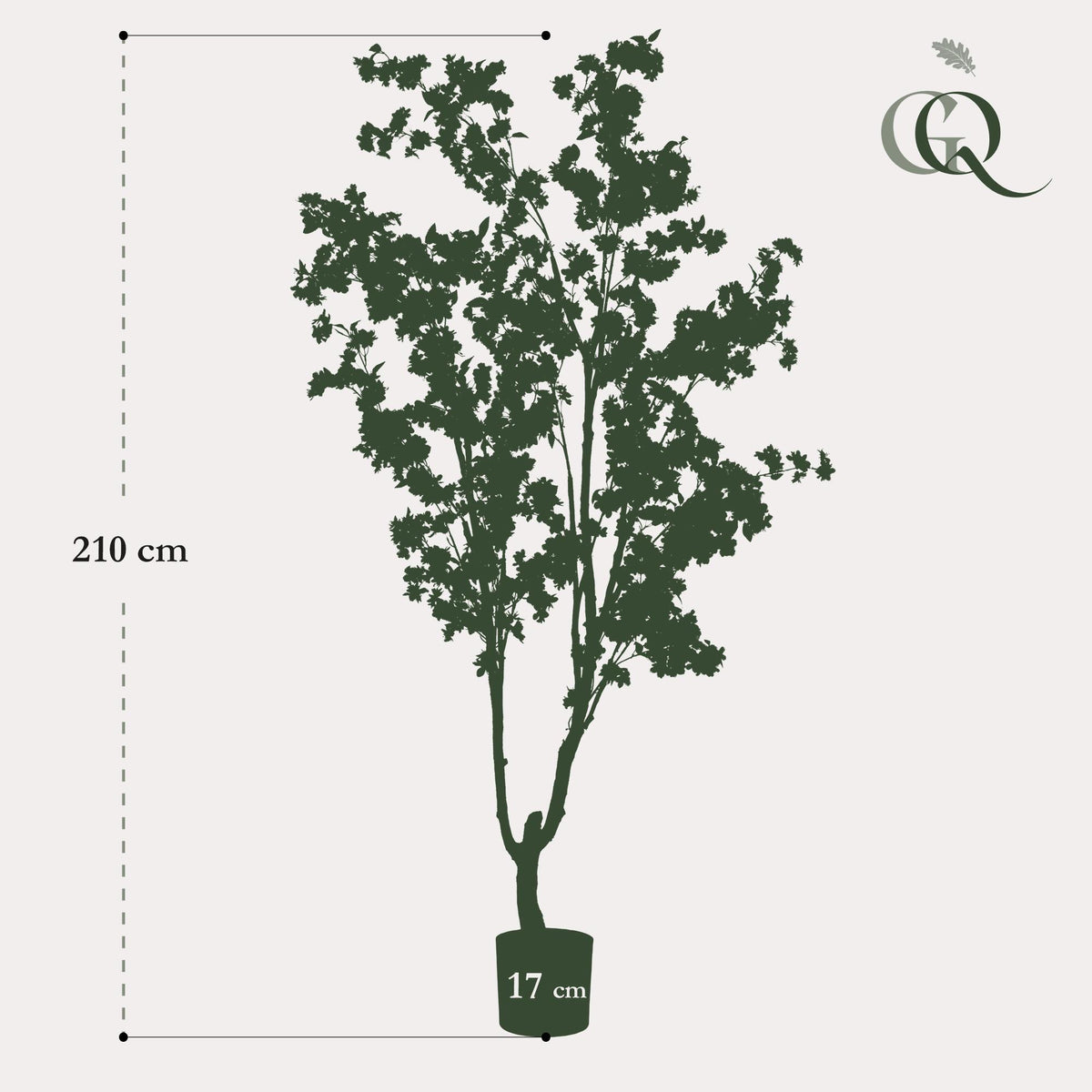 Kunstplant - Prunus - Kersenbloesem - Roze, groene bladeren