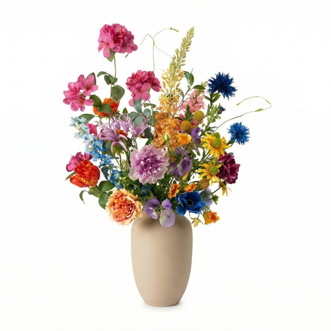 Kunstbloemen boeket Summer Garden, levensecht, 19 stelen, plant in pot