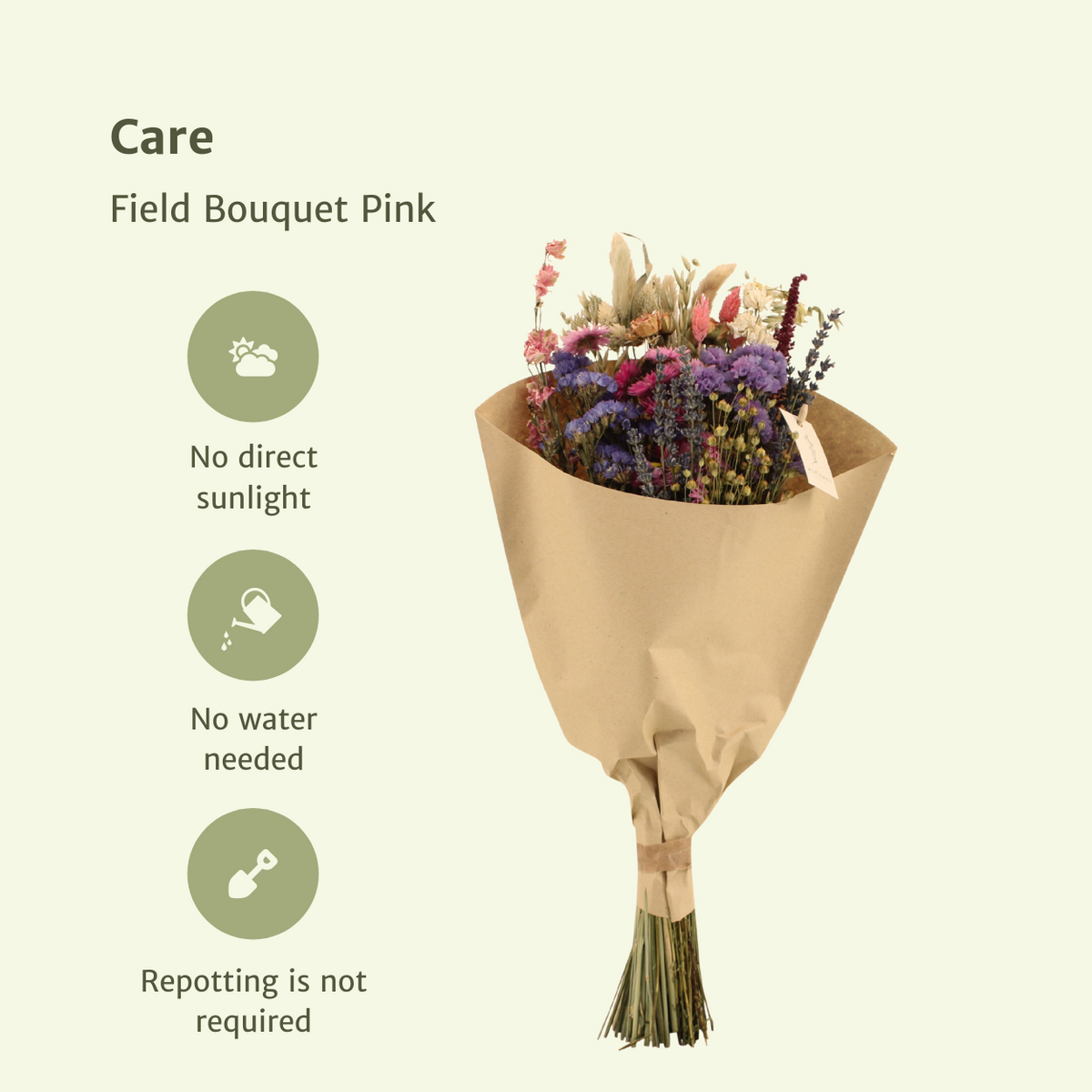 Detailfoto van Droogbloemenboeket roze - middel