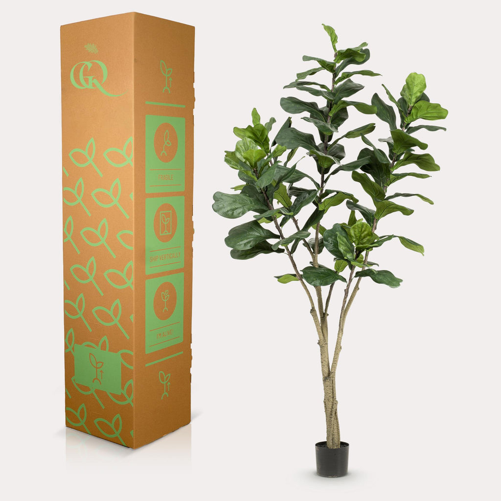Kunstplant - Ficus Lyrata - Tabaksplant, groene bladeren