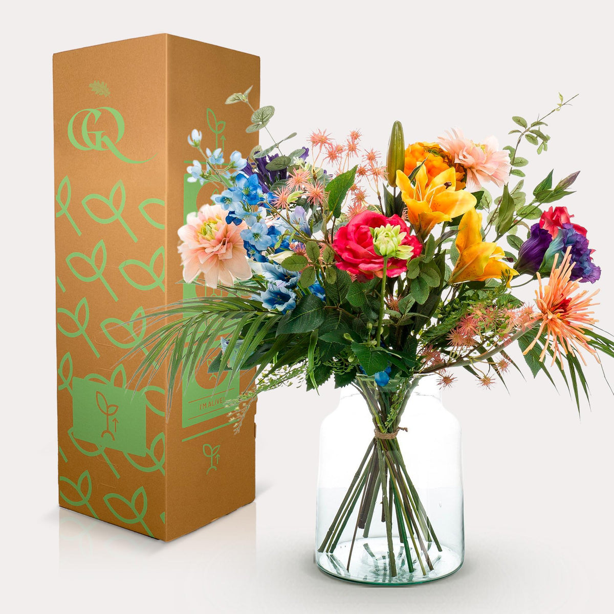 Kunstbloemen - Boeket M - Pretty Powerful, groene bladeren