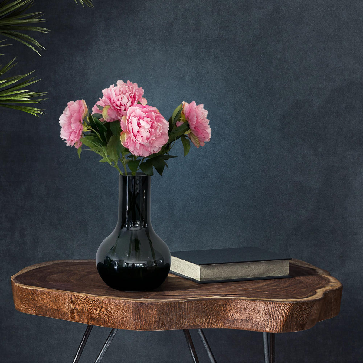 Kunstbloemen Solo - Light Pink - Peonies - x 5, groene bladeren