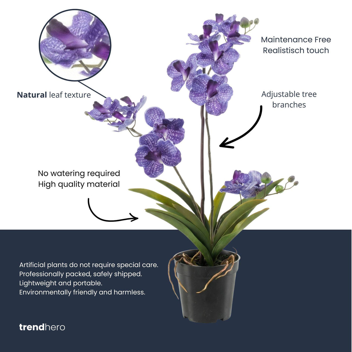 Orchidee Vanda kunstplant, detail van het blad