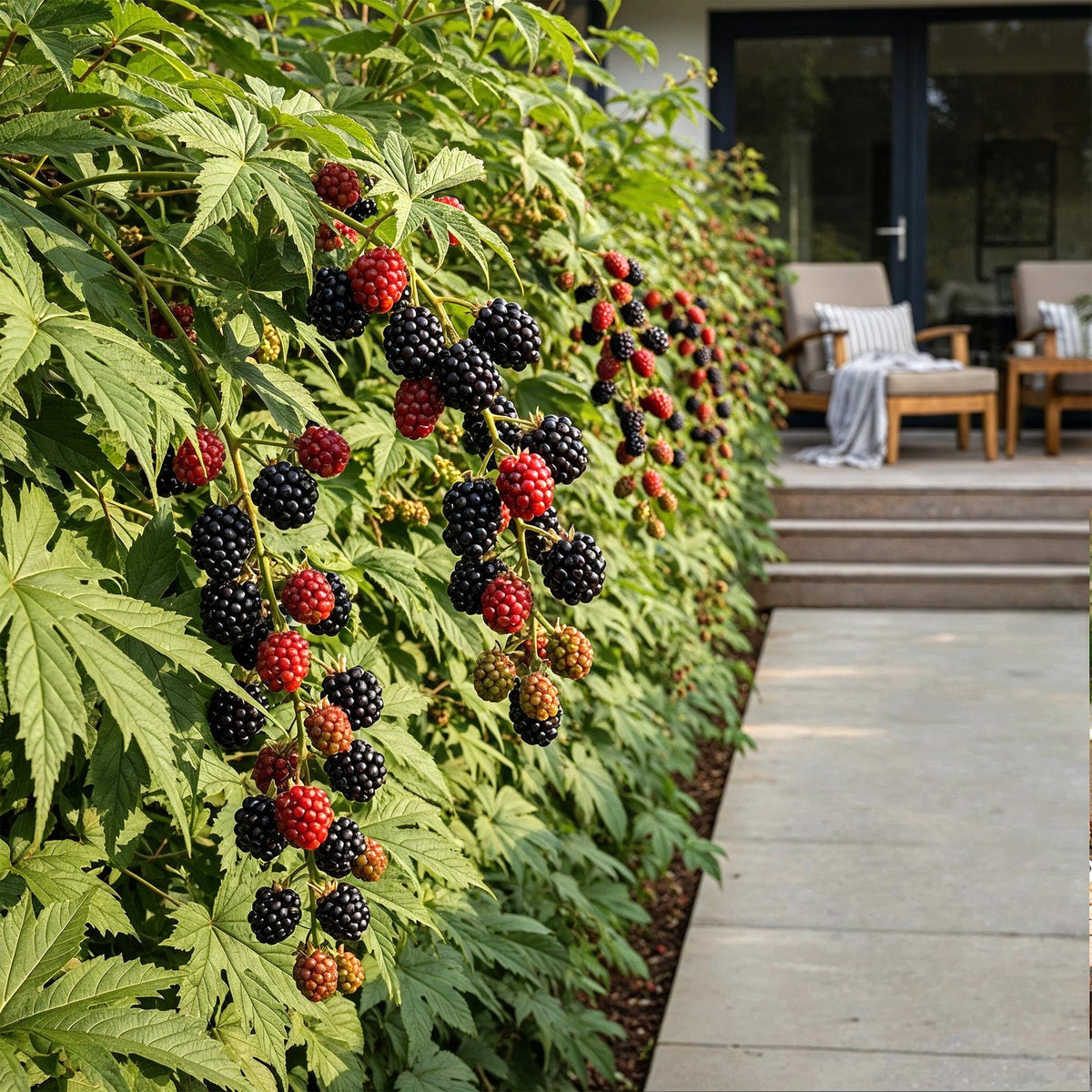 Groenblijvende braam Rubus Thornless Evergreen, compacte plant