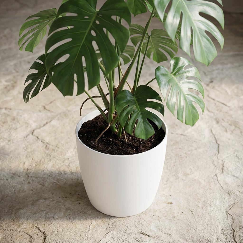 Elho Brussels ronde bloempot, wit, Ø25 cm, gezonde plant