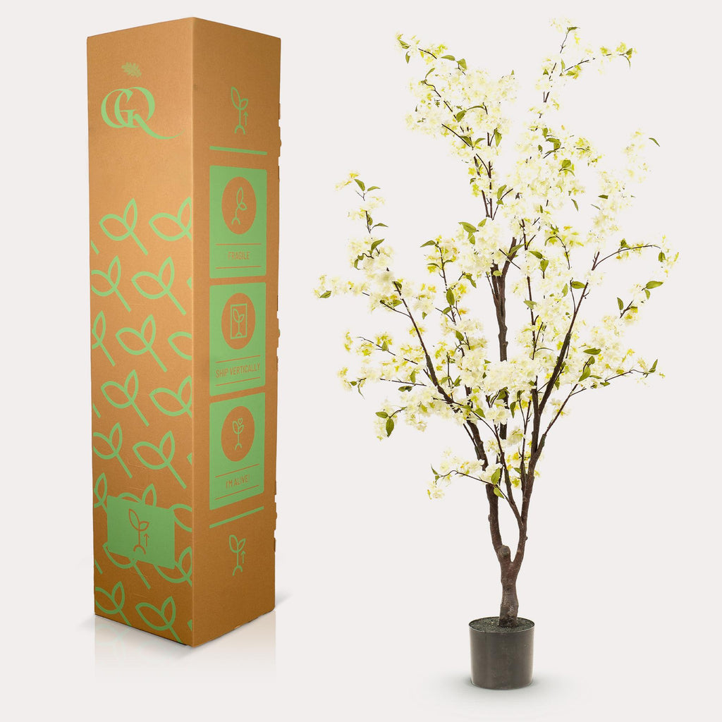 Kunstplant - Prunus - Kersenbloesem - Wit, groeiwijze van de plant