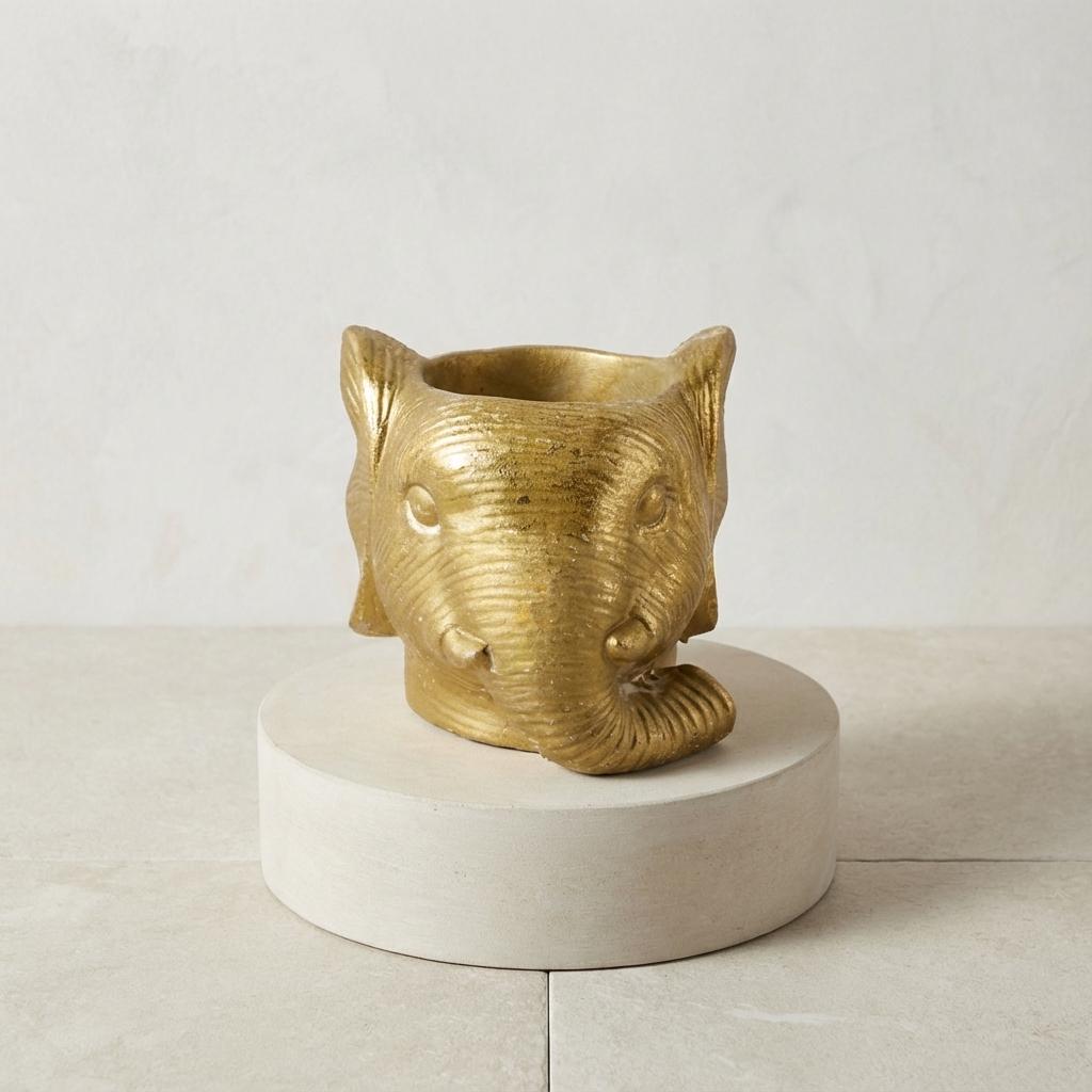 Planter Olifant D11/12x10cm - Goud - D11/12x10cm, detail van het blad