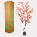 Kunstplant - Prunus - Kersenbloesem - Roze, kenmerkend blad