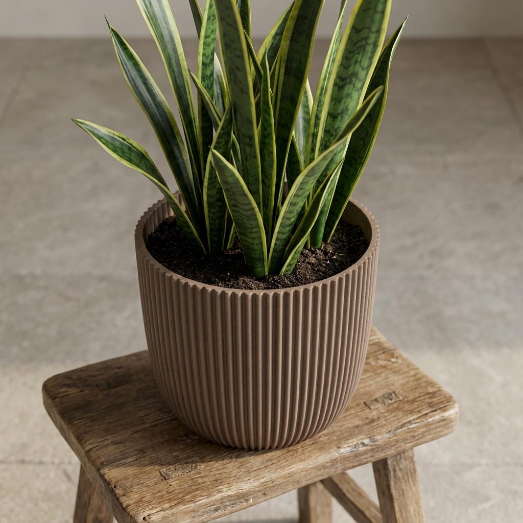 Productfoto van Capi Nature Groove pot, groefstructuur, warm taupe, Ø22 cm