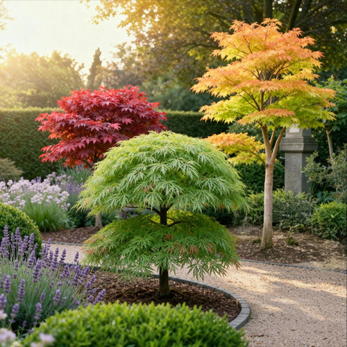 Acer palmatum Tricolour, plant in pot
