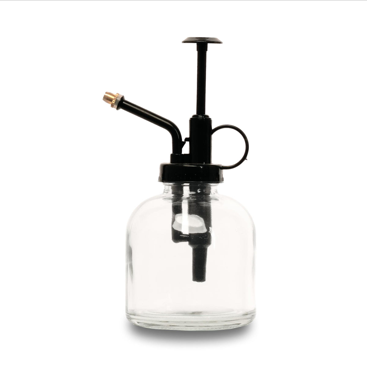 Detailfoto van Plantenspuit van helder glas met zwarte pomp, 300 ml